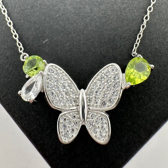 Natural Peridot Butterfly Necklace - Picture 2 of 9